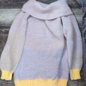 Homemade Cozy Cream and Yellow Women's Sweater, Fits Medium